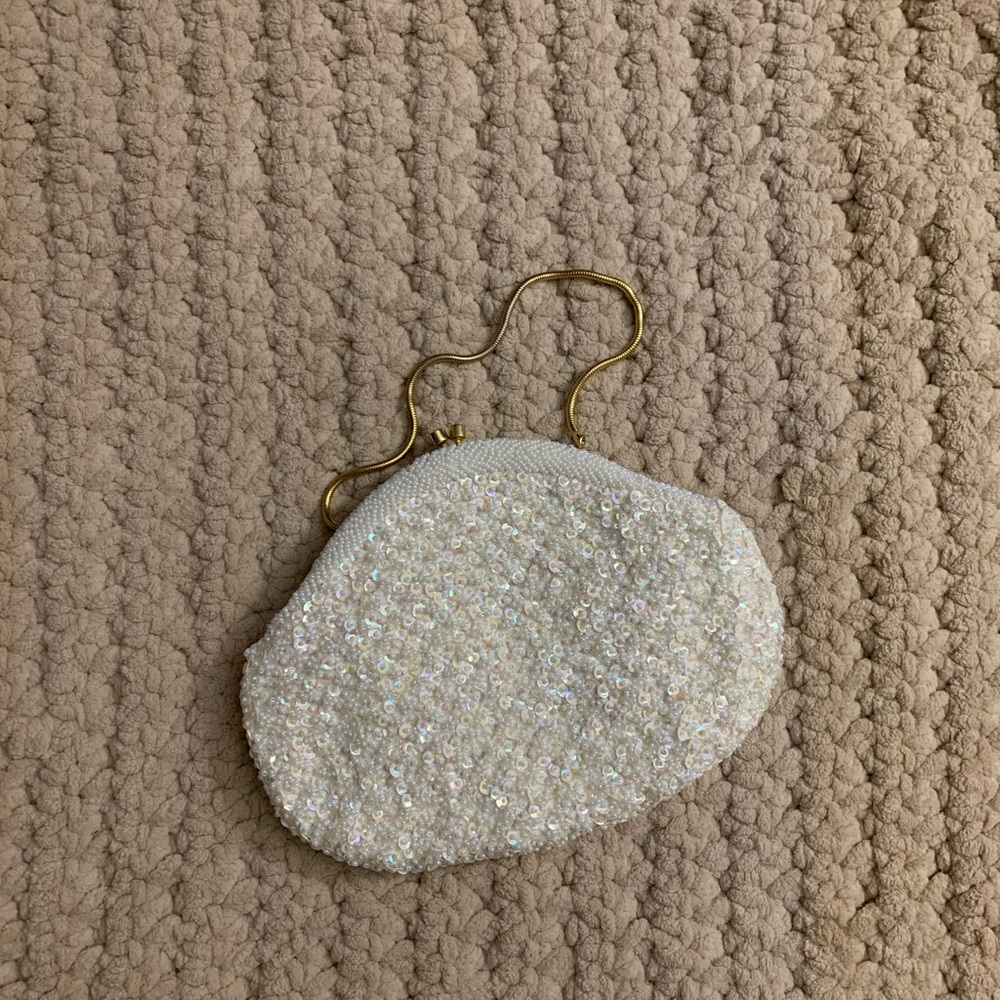 White/Gold Jeweled Clutch